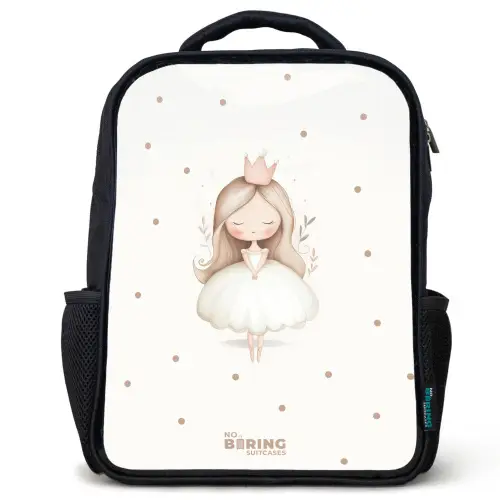 Ballerina prinses tussen beige stippen Rugzak - Zwart middel -3d