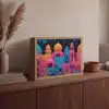Kleurrijk - Stad - Nacht - Islamitisch Light Box met batterij (Wandlamp) middel -sfeer2