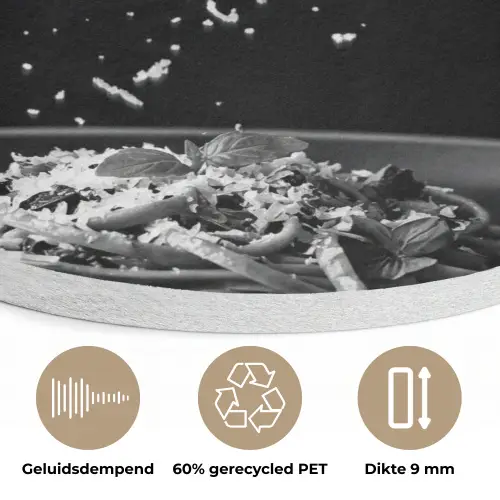 Kaas - Pasta - Rasp Akoestische PET Vilt - Rond klein -closeup_NL
