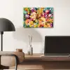 Schilderij - Olieverf - Bloemen - Regenboog aluminium wit klein -sfeer5