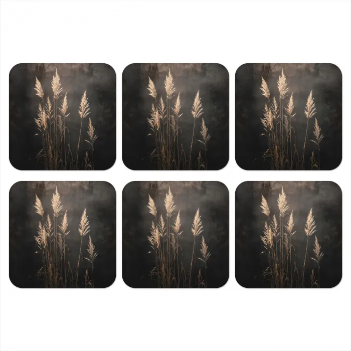 Siergras - Pluimen - Verlichting - Zwart onderzetter kurk middel -3d