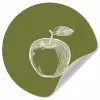 Lijntekening - Appel - Olijfgroen - Blaadje Wandcirkel behangsticker klein -3d