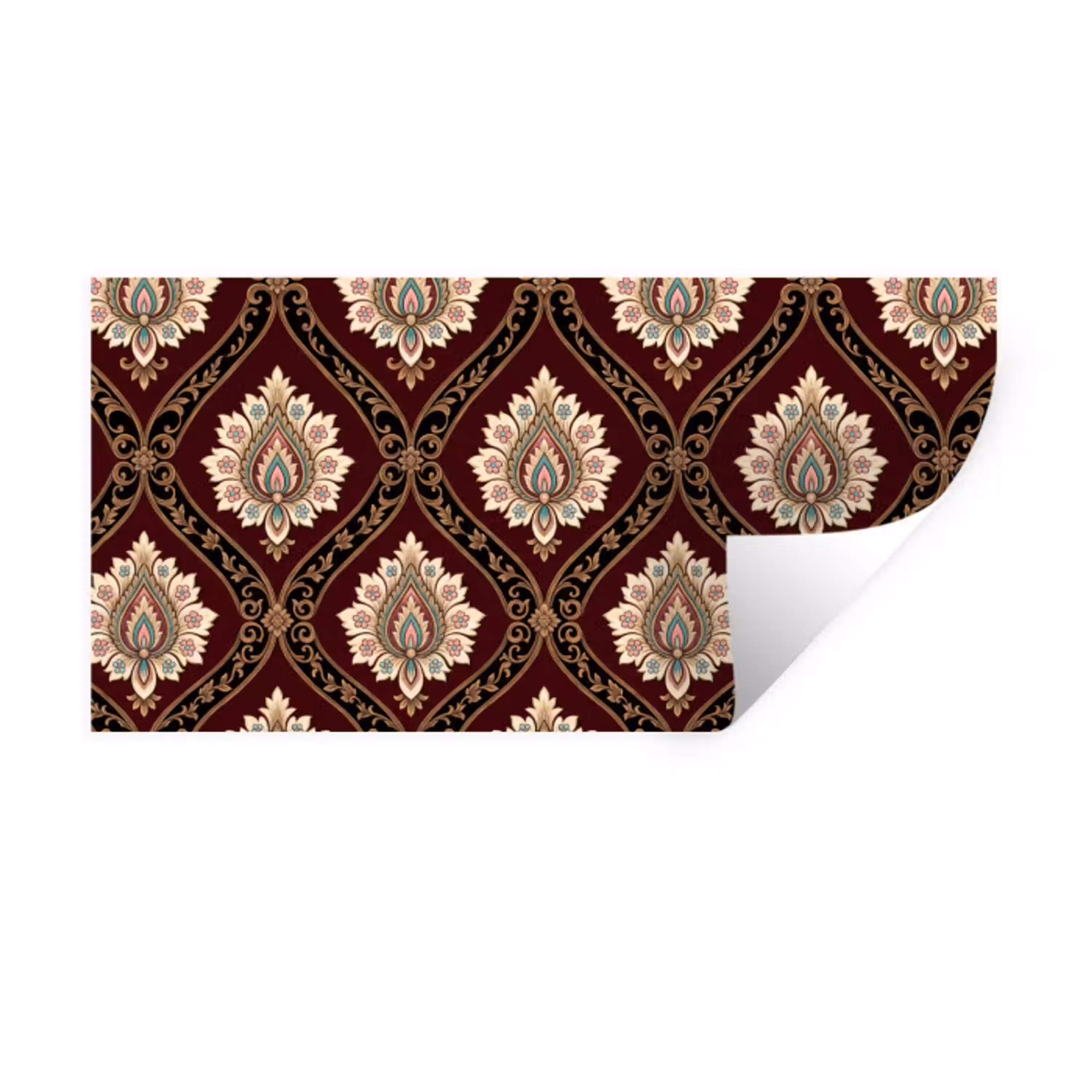 Patroon - Bloemmotief - Decoratie - Klassiek - Rood Muursticker klein -3d