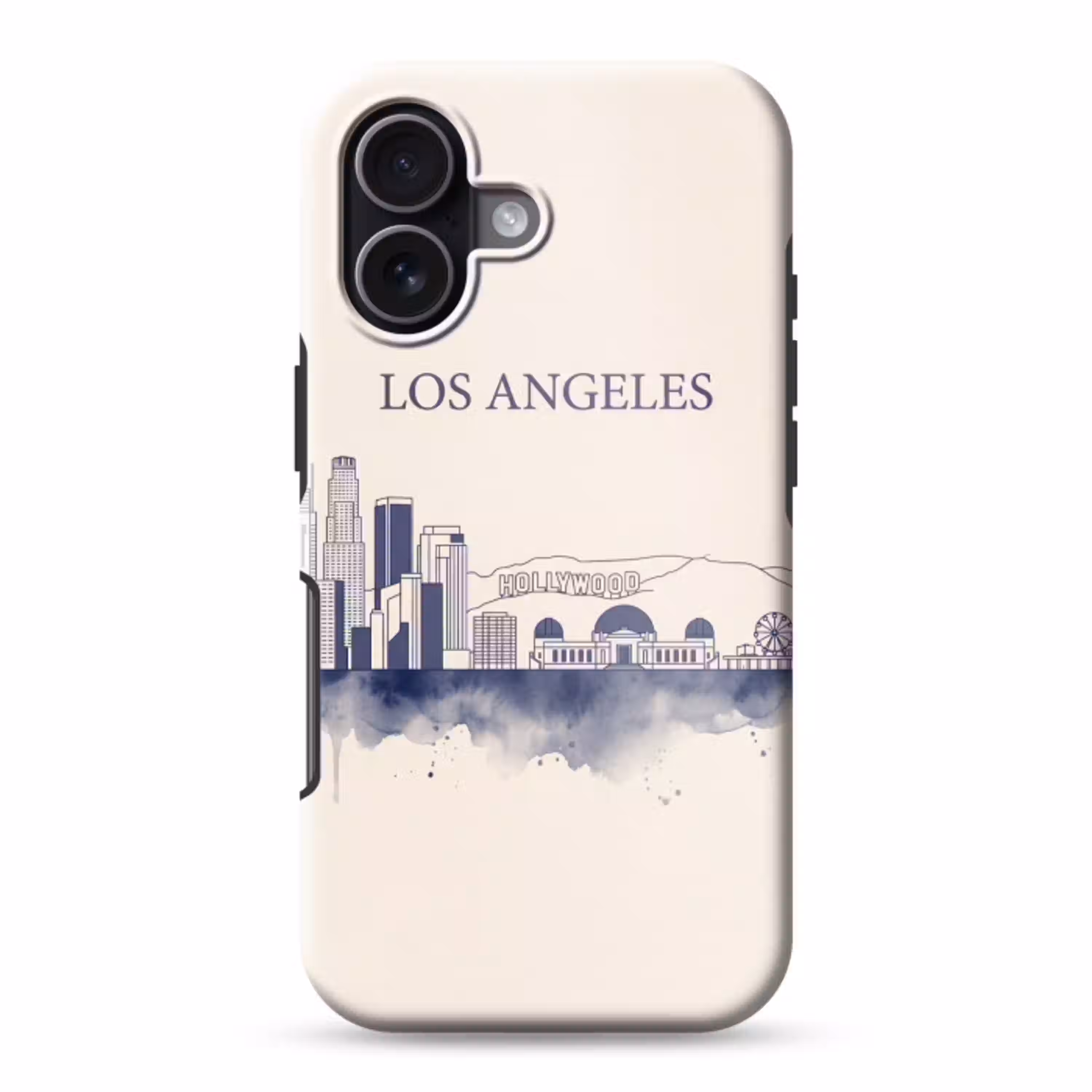 Los Angeles - Skyline - Architectuur - Aquarel - Blauw Toughcase MagSafe Apple iPhone 17 klein -3d