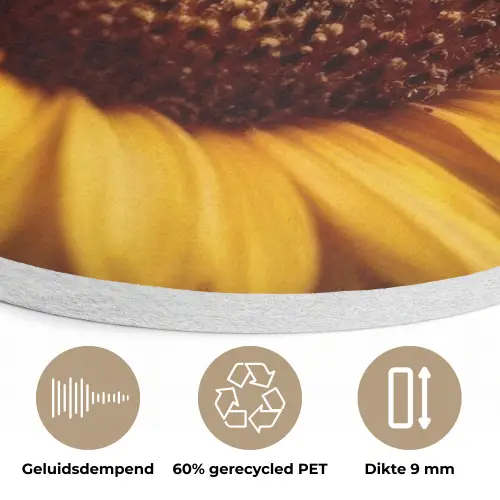 Geel - Zonnebloem - Zomers Akoestische PET Vilt - Rond klein -closeup_NL