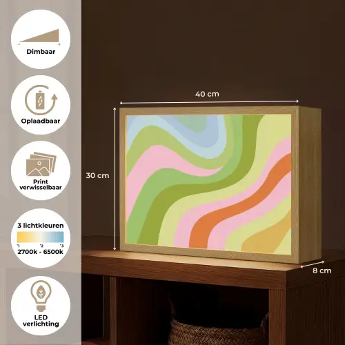 Lijnen - Pasteltinten - Golvend Light Box met batterij (Wandlamp) middel -USP_websiteoverzichtNL