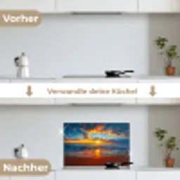 Zee - Zonsondergang - Strand - Wolken - Oranje keuken achterwand spatscherm klein -voor_na_DE