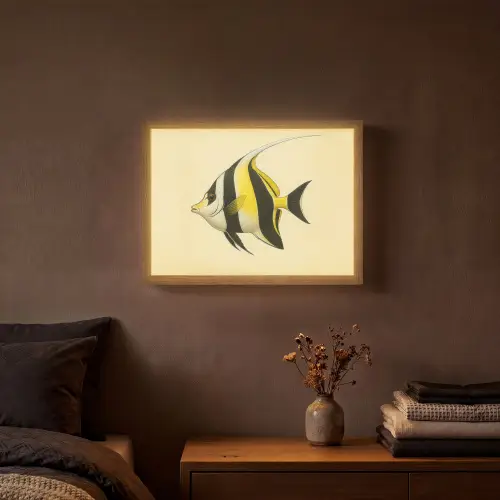Vis - Sierlijk - Rugvin - Geel Light Box met batterij (Wandlamp) middel -sfeer4