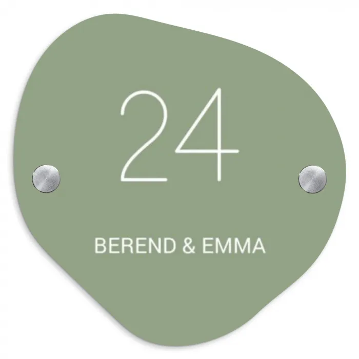 Effen olijfgroen - Sierlijk Naambord Organisch middel -3d