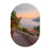Middelandse zee - Sinaasappel - Heuvels - Zee Wandcirkel Ovaal Glas middel -3d