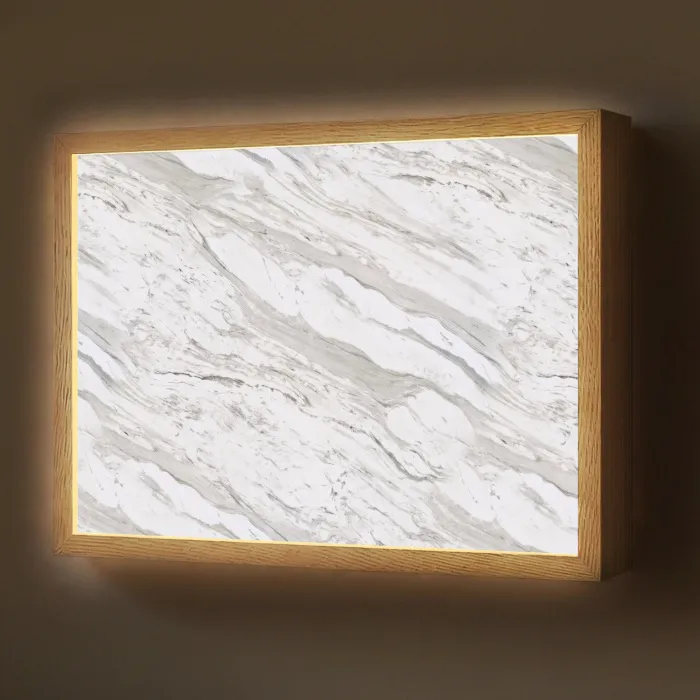 Marmer - Wit - Grijsgroen Light Box met batterij (Wandlamp) middel 907 -z3d_website
