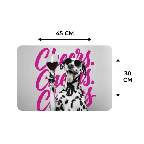 Cheers - Hond - Roze - Wijn Placemat vinyl groot -specs