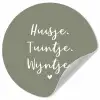Tekst - Huisje, tuintje, wijntje - Thuis - Quotes - Wijn Wandcirkel behangsticker klein -3d