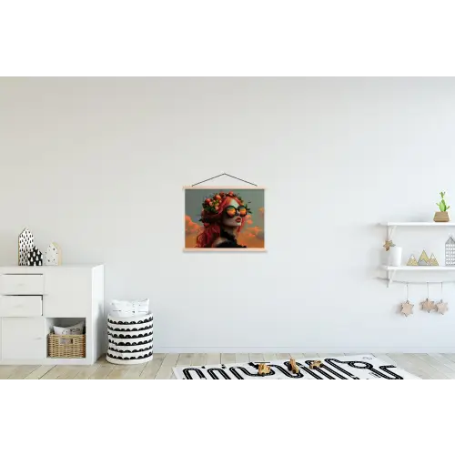 Vrouw - Kroon - Tomaat - Bascilicum - Zonnebril textielposter latten blank klein -kinderkamer