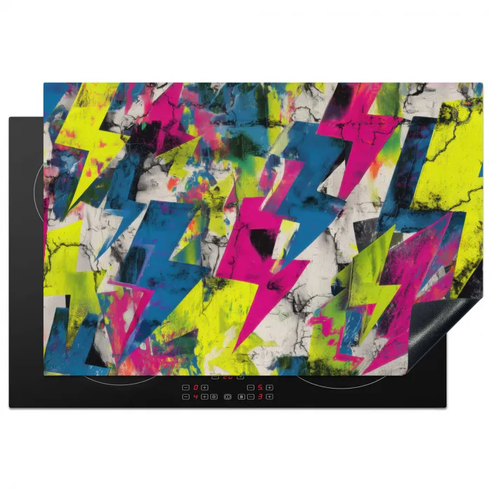Bliksemschichten - Patroon - Marmer - Kleuren Inductie beschermer vinyl 3mm klein -3d