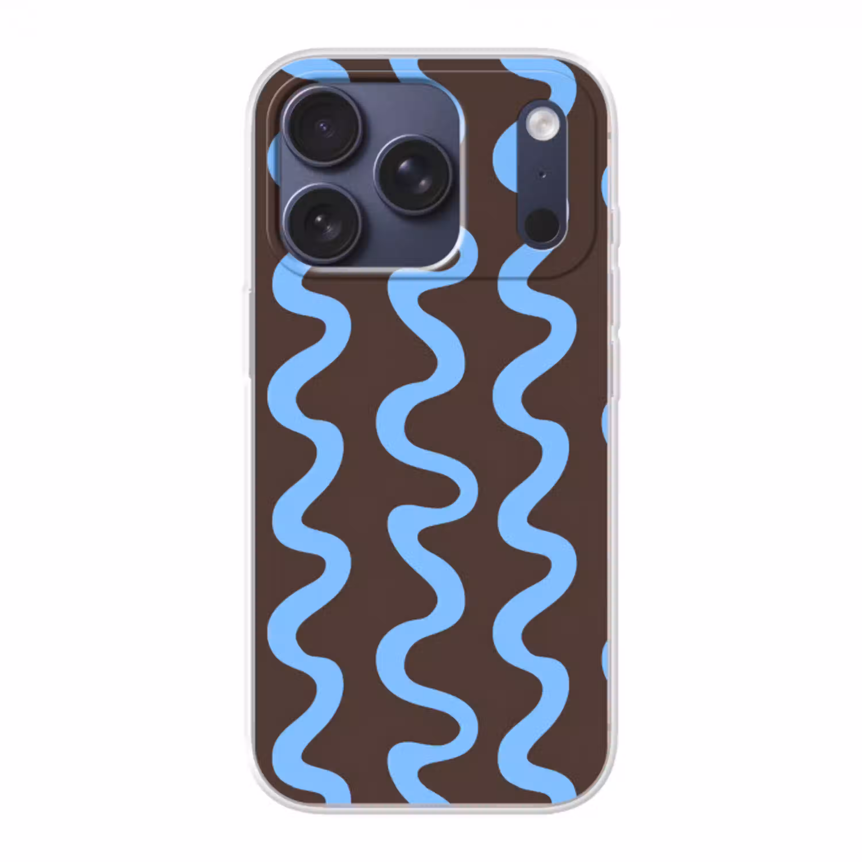 Kronkelende lijnen - Blauw - Bruin - Minimalistisch Telefoonhoesje iPhone 17 Pro klein 878 -3d