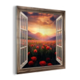 Doorkijk - Klaprozen - Bloemen - Rood - Open raam plexiglas 5mm klein -z3d