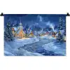 Winteravond - Kerstdorp - Donker Wandkleed katoen klein -zz3d
