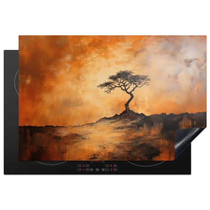 Boom - Landschap - Oranje Inductie beschermer vinyl 3mm klein -3d