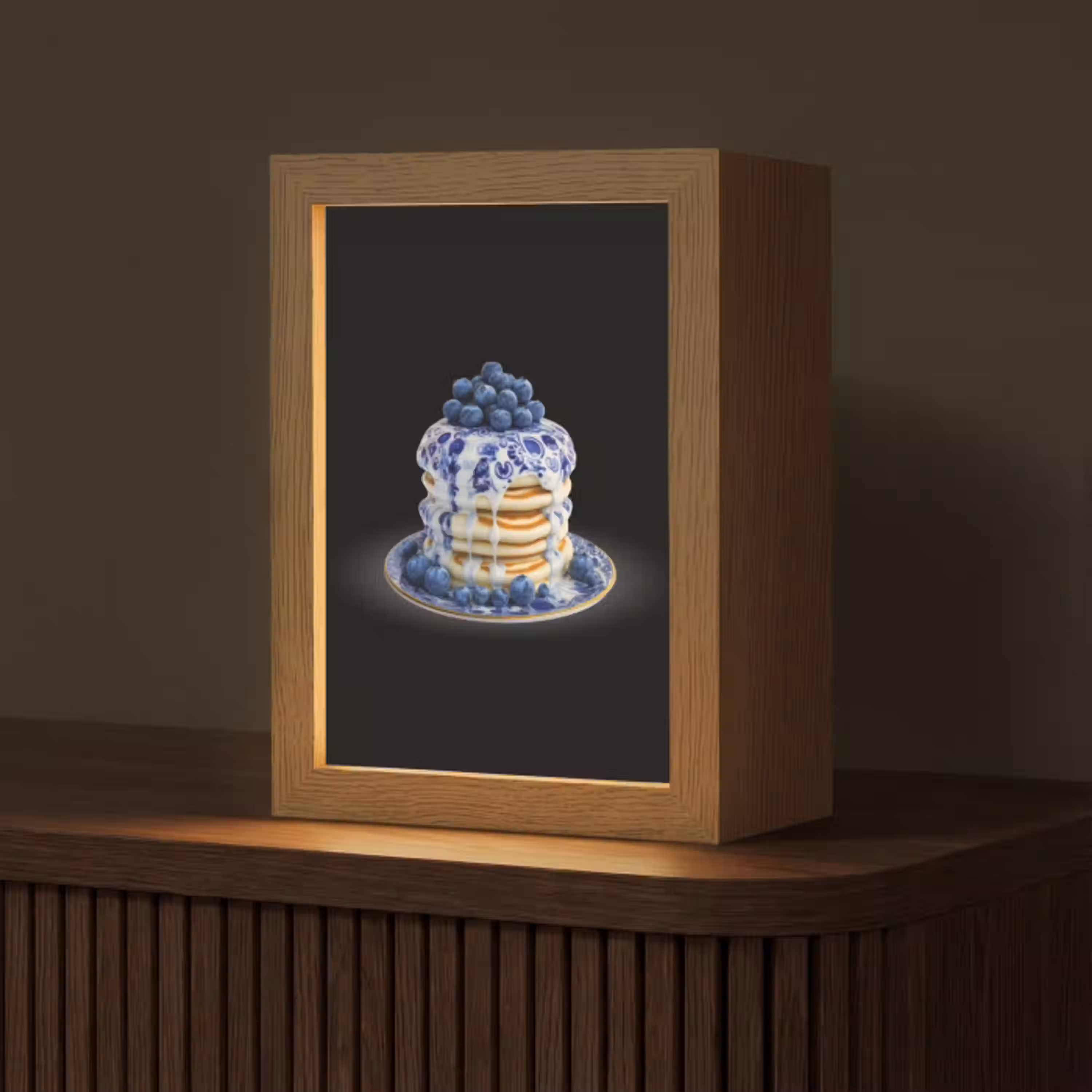 Pannenkoeken - Blauwe Bessen - Bord Light Box met kabel (Tafellamp) klein -z3d_website