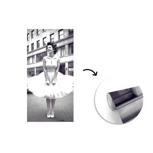 Retro - Vrouw - Zwart - Wit fotobehang vinyl groot -3d