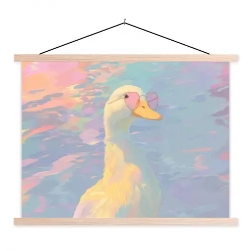 Eend - Zonnebril - Water textielposter latten blank klein -3d