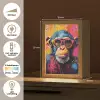 Graffiti - Chimpansee - Aap - Bril - Kleurrijk Light Box met kabel (Tafellamp) klein -USP_NL