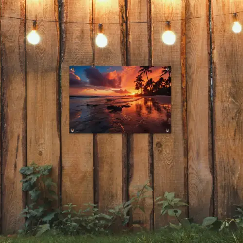 Tropische Zonsondergang tuinposter los doek klein -sfeer1