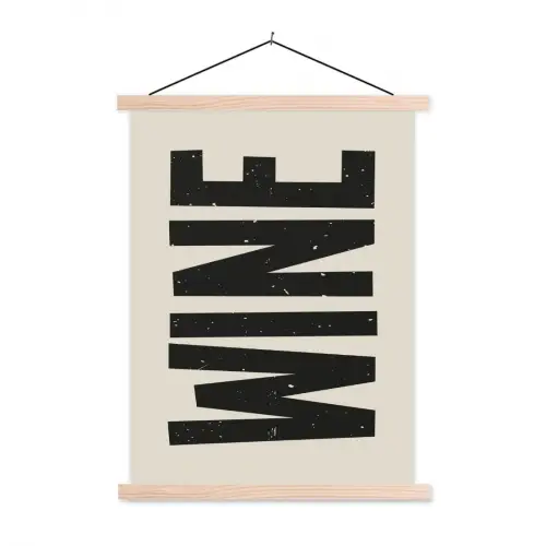 Zwart - Wijn - Decoratie - Vintage textielposter latten blank klein -3d