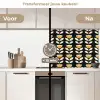 Retro - Bloem - Zwart - Okergeel keuken achterwand 2 middel 871 -voor-na2_NL