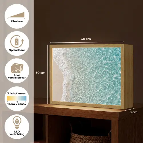 Kust - Zand - Blauw Light Box met batterij (Wandlamp) middel -USP_websiteoverzichtNL