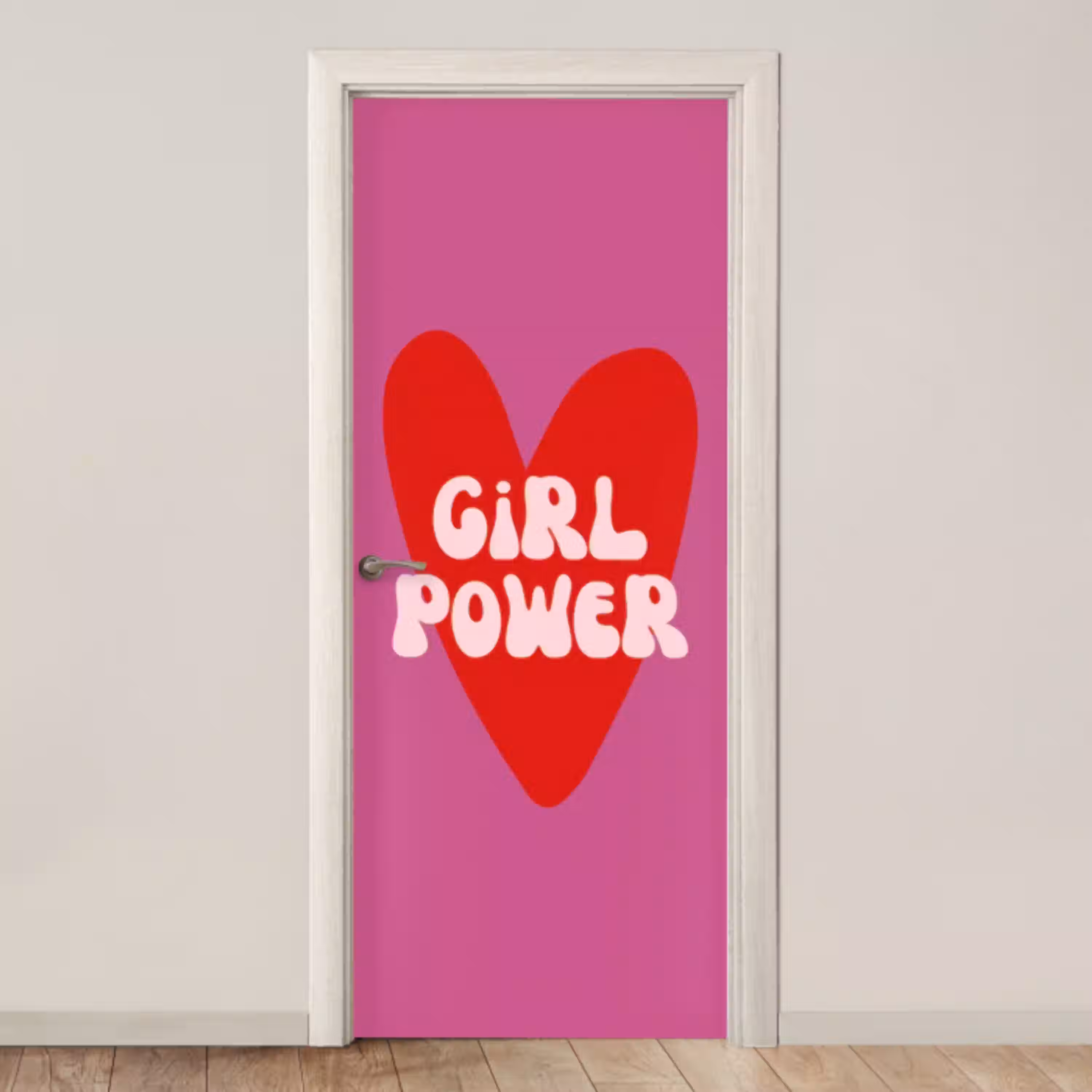 Girl power - Hart - Roze - Rood deurposter klein -3d_beige