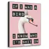 Zwaan - Vogel - Decoratie - Roze Textielframe - compleet frame klein -3d