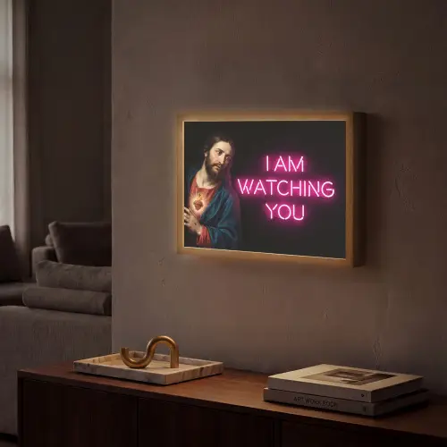Man - Tekst - Neon Light Box met batterij (Wandlamp) middel -sfeer1