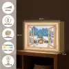 Doorkijk - Winterlandschap - Huisje - Bergen - Uitzicht Light Box met batterij (Wandlamp) middel -USP_websiteoverzichtNL