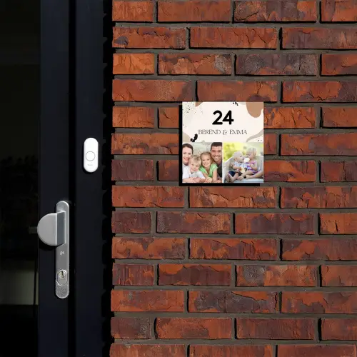 Zachte tinten met foto's - Klassiek Naambord Vierkant klein -sfeer1-XS