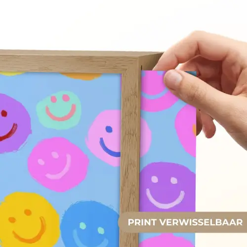 Smileys - Kleurrijk - Grappig Light Box met batterij (Wandlamp kind) middel -USP_websiteprintNL