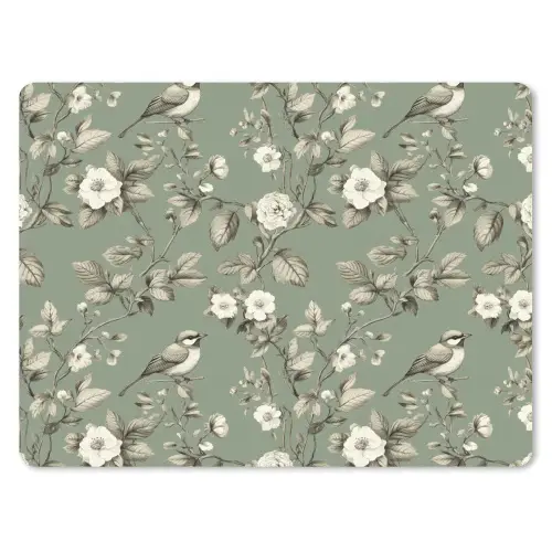 Botanisch - Vogels - Groen muismat rubber klein 262 -3d