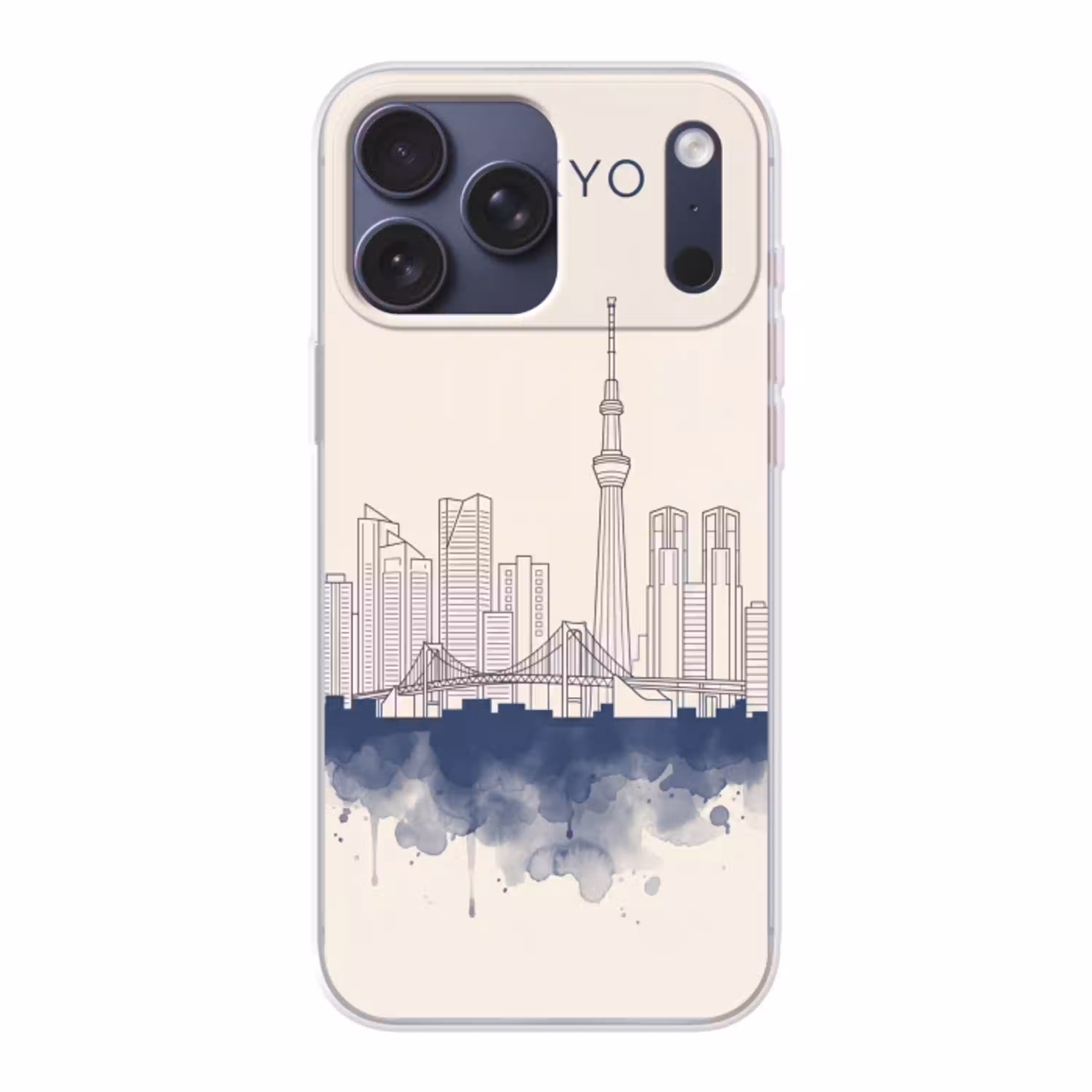 Tokyo - Skyline - Stad - Abstract - Blauw Telefoonhoesje iPhone 17 Pro Max klein -3d