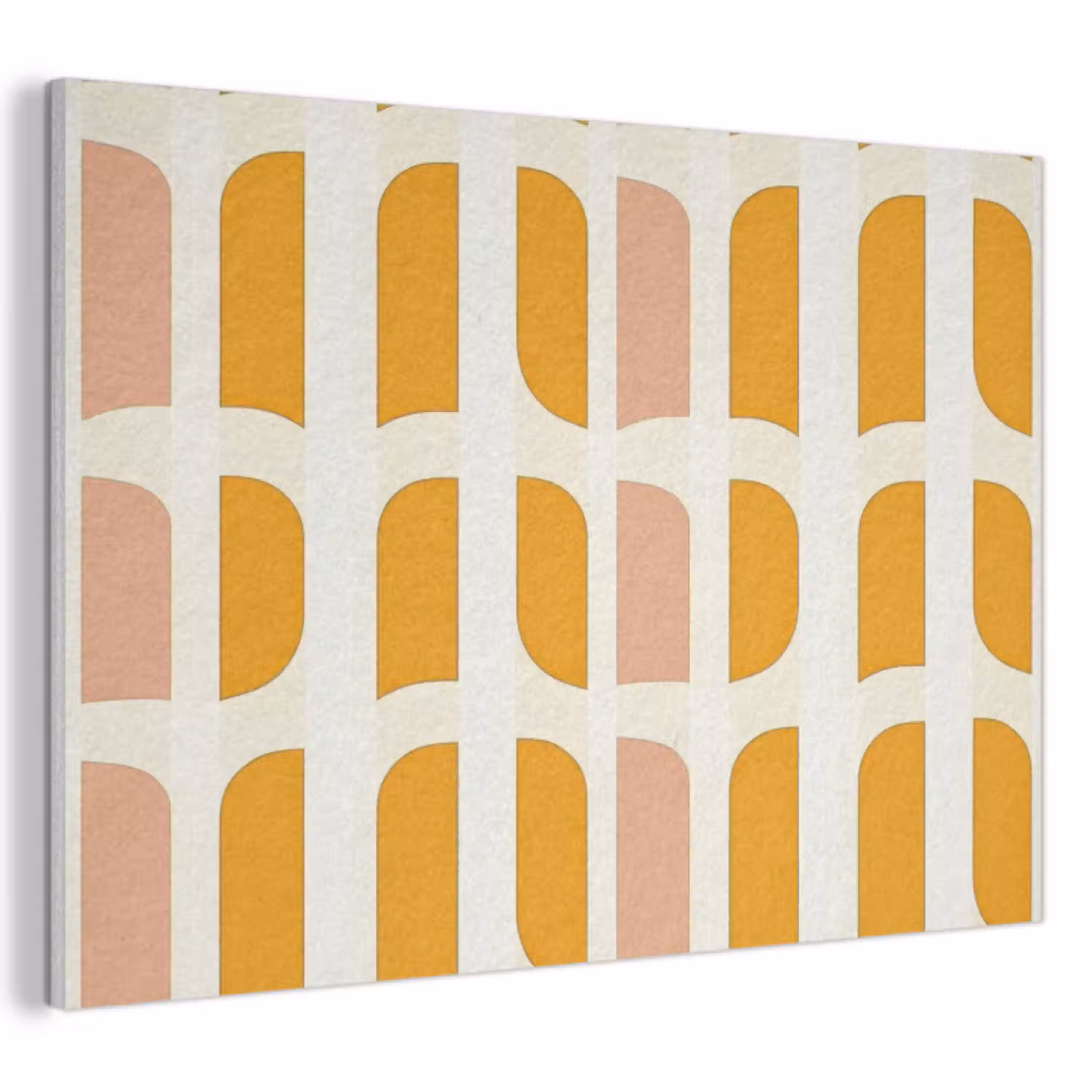 Geometrisch - Patroon - Geel - Roze PET vilt klein 837 -3d