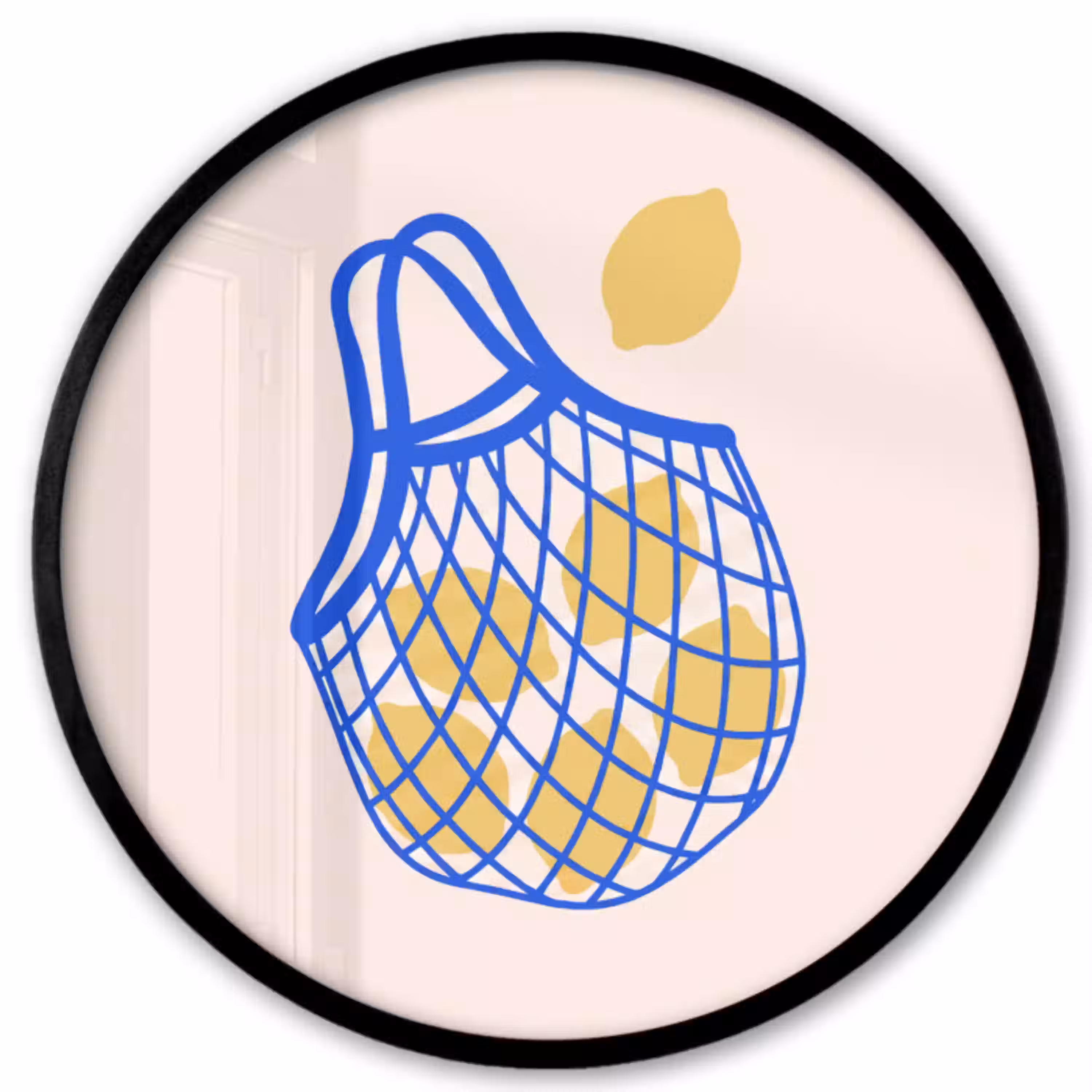 Eten - Citroen - Boodschappen - Abstract - Geel - Blauw Fotolijst rond zonder passe partout klein -3d
