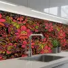 Bloemen - Bladeren - Design keuken achterwand 2 middel 871 -3d_schuin