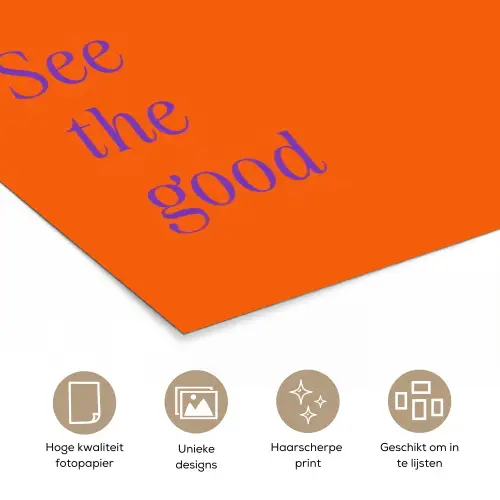 See te good - Paars - Oranje poster papier klein -closeup_NL