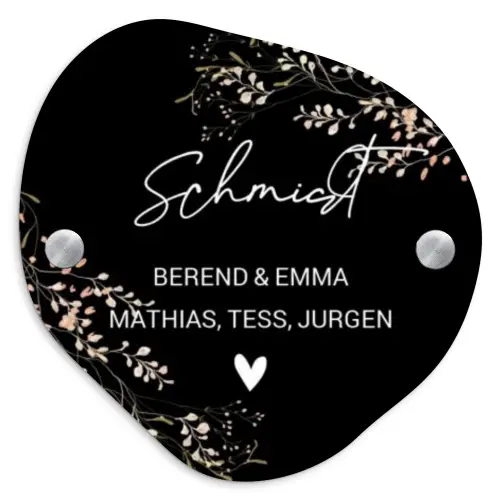 Botanisch - Zwart - Sierlijk Naambord Organisch middel -3d