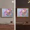 Bloemen - Paars - Overloop - Meeldraden Light Box met batterij (Wandlamp) middel -sfeer3