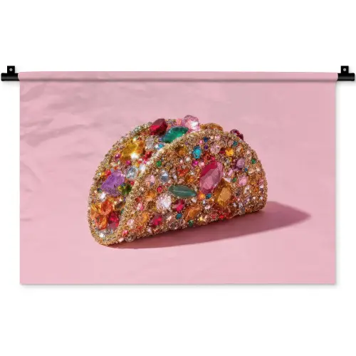 Taco - Kleurrijk - Edelstenen - Goud Wandkleed katoen klein -zz3d