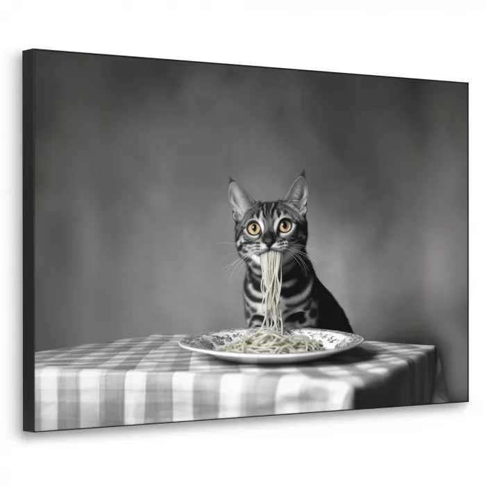 Bengaal - Kat - Tafelkleed - Zwart - Wit - Dier Textielframe - compleet frame klein -3d