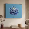 Bloem - Blauw - Bloemblaadjes - Streepjes Textielframe zwart klein -sfeer3