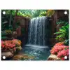 Waterval in Bloeiende Tropische Tuin tuinposter los doek klein -3d