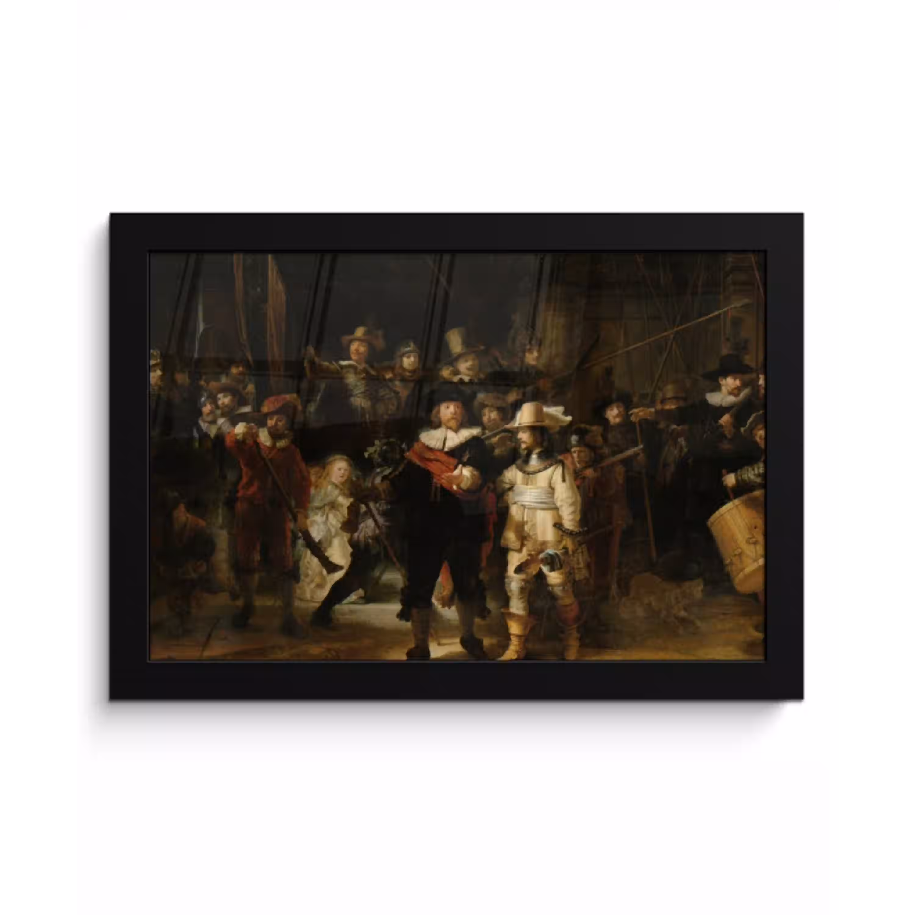 De Nachtwacht - Kunst - Oude meesters - Rembrandt fotolijst zwart zonder passe partout klein -3d